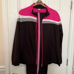 Made For Life black & pink zip up workout jacket and joggers Size 1X